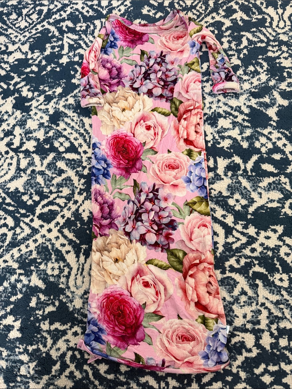 Posh Peanut Baby Floral Nightgown with zipper closure - 0-3 months